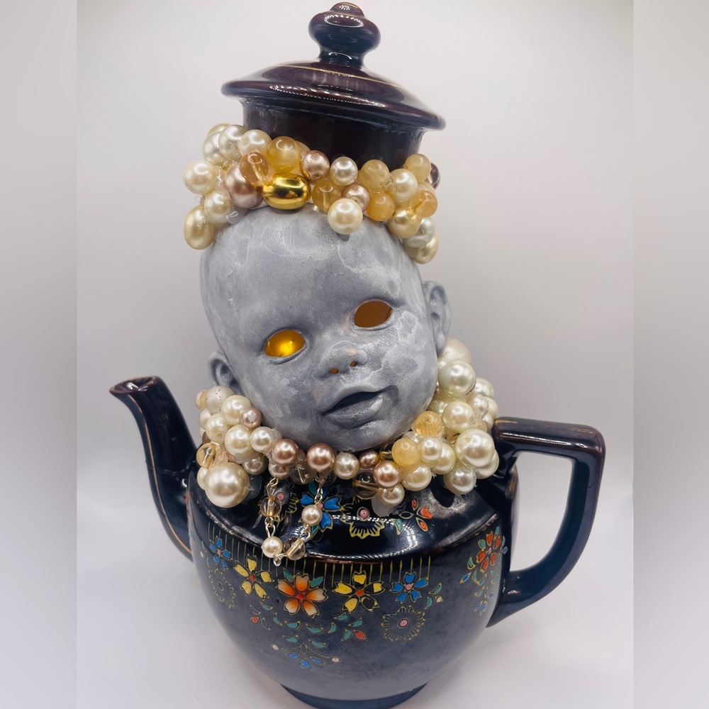 Black and Gold Decorative Teapot